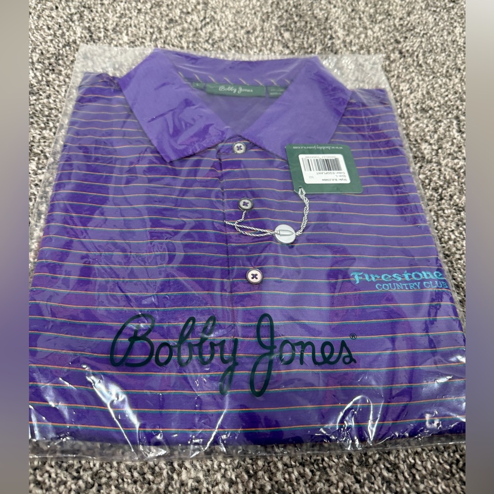 Bobby Jones Purple and Gold Striped Polo